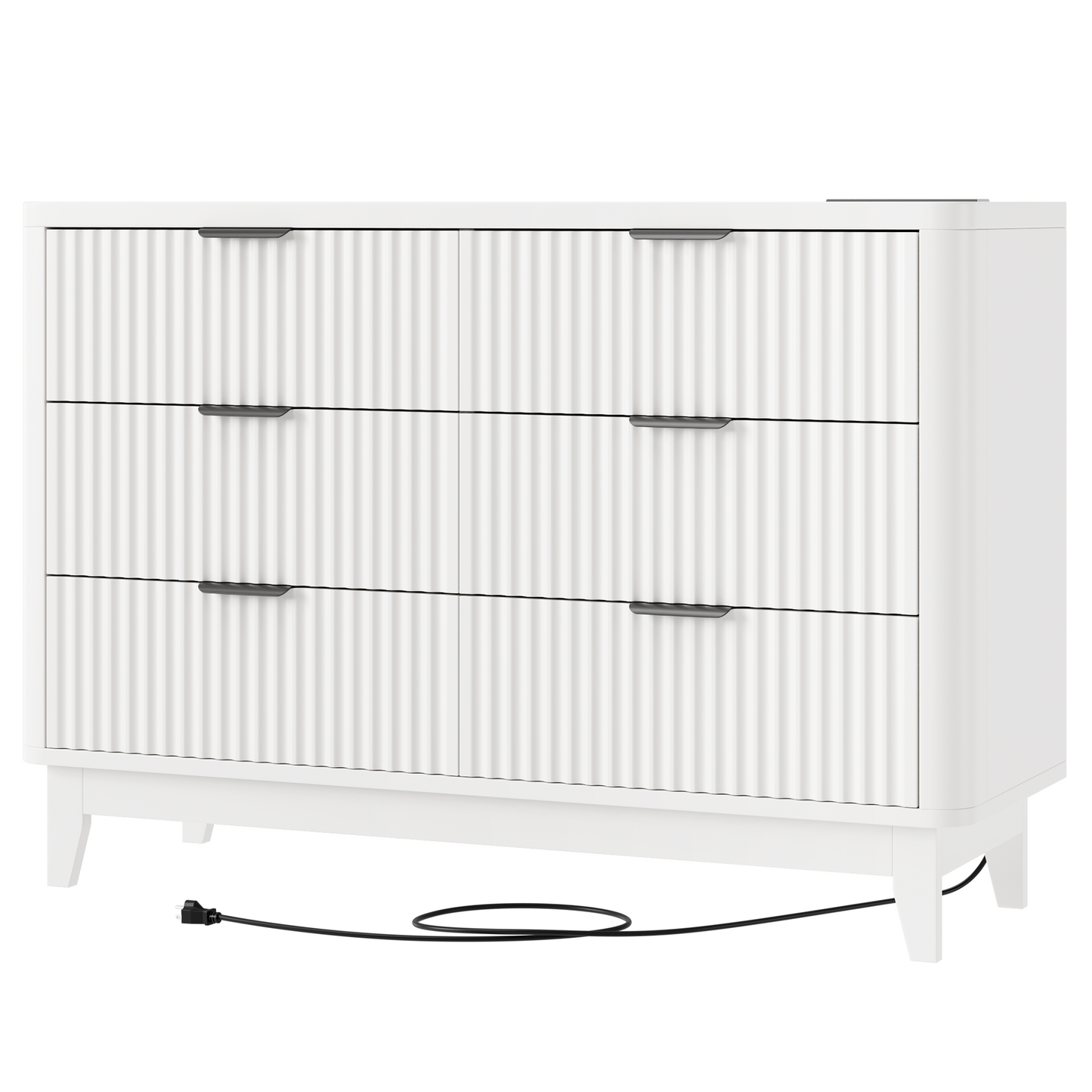 HAIOOU Fluted 6 Drawers Dresser for Bedroom,White