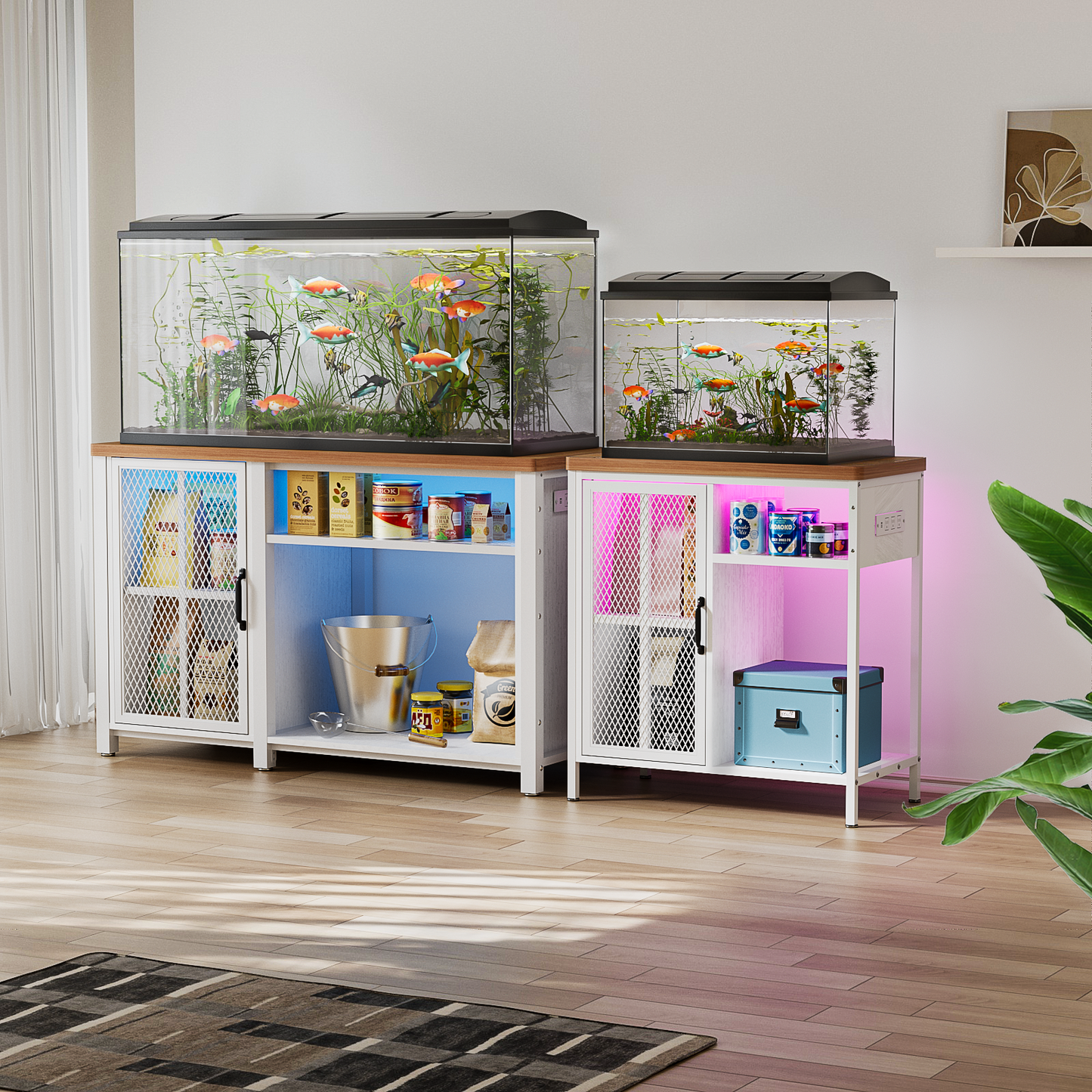 HAIOOU 55-75 Gallon Aquarium Stand with Power Outlets White