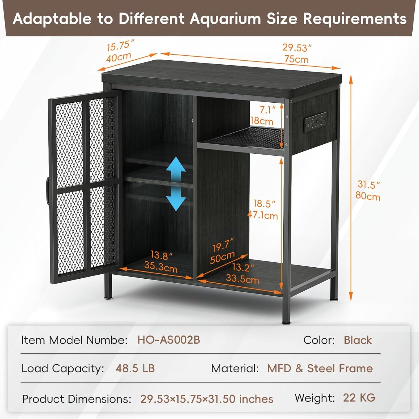 HAIOOU 10-29 Gallon Fish Tank Stand Black
