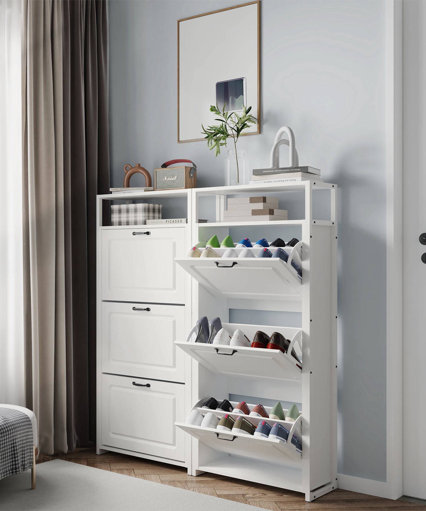 HAIOOU 3 Flip Drawers Shoe Cabinet