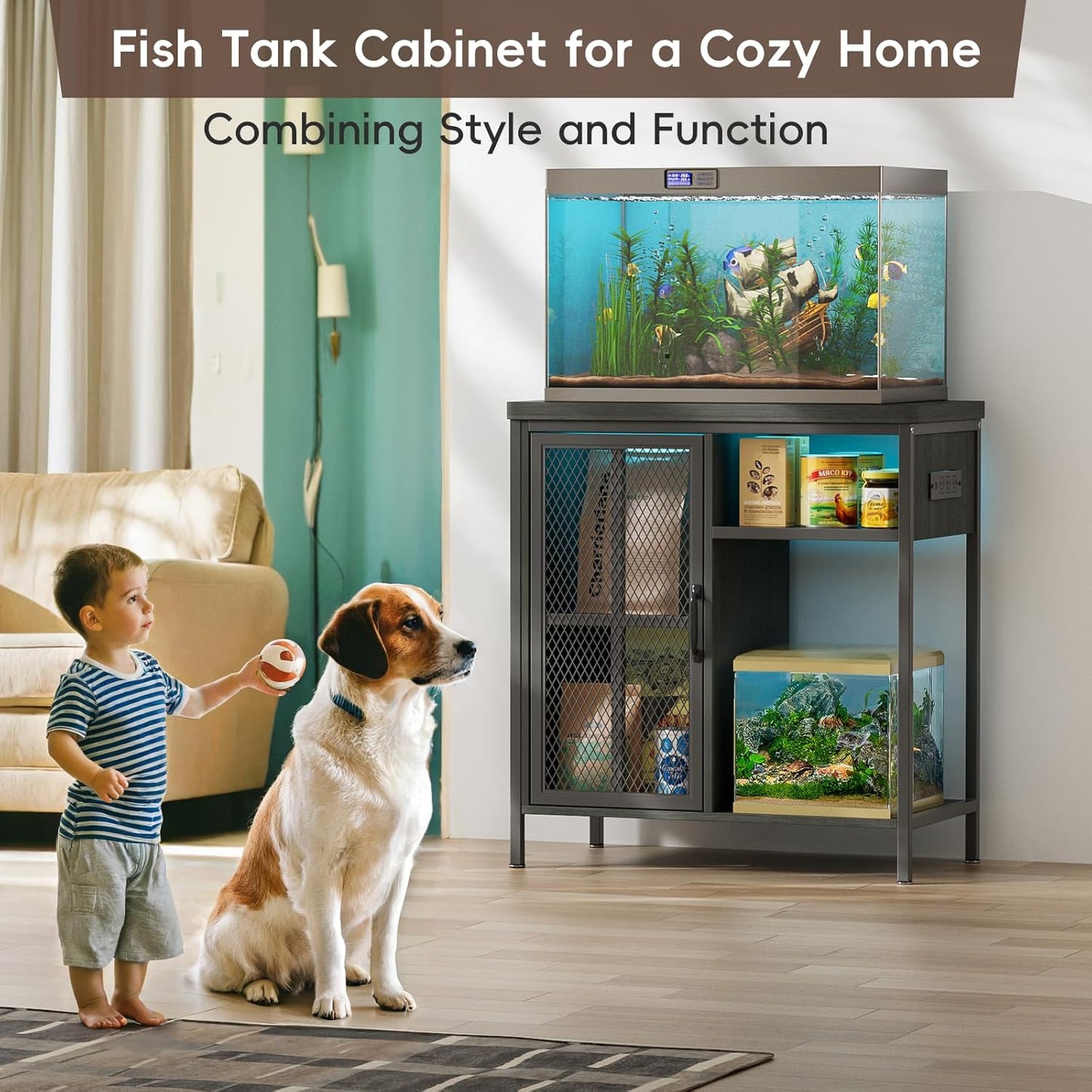 HAIOOU 10-29 Gallon Fish Tank Stand Black