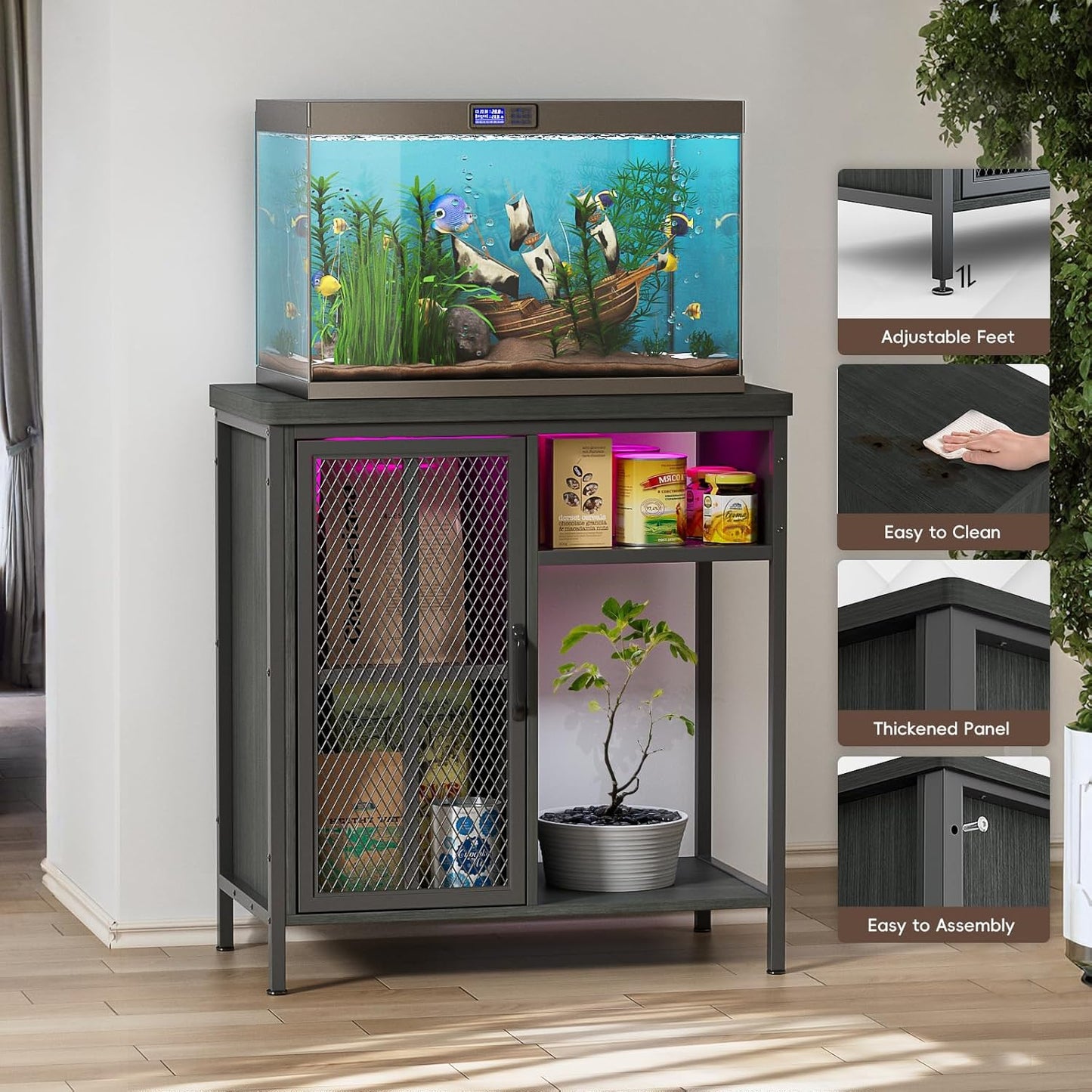 HAIOOU 10-29 Gallon Fish Tank Stand Black