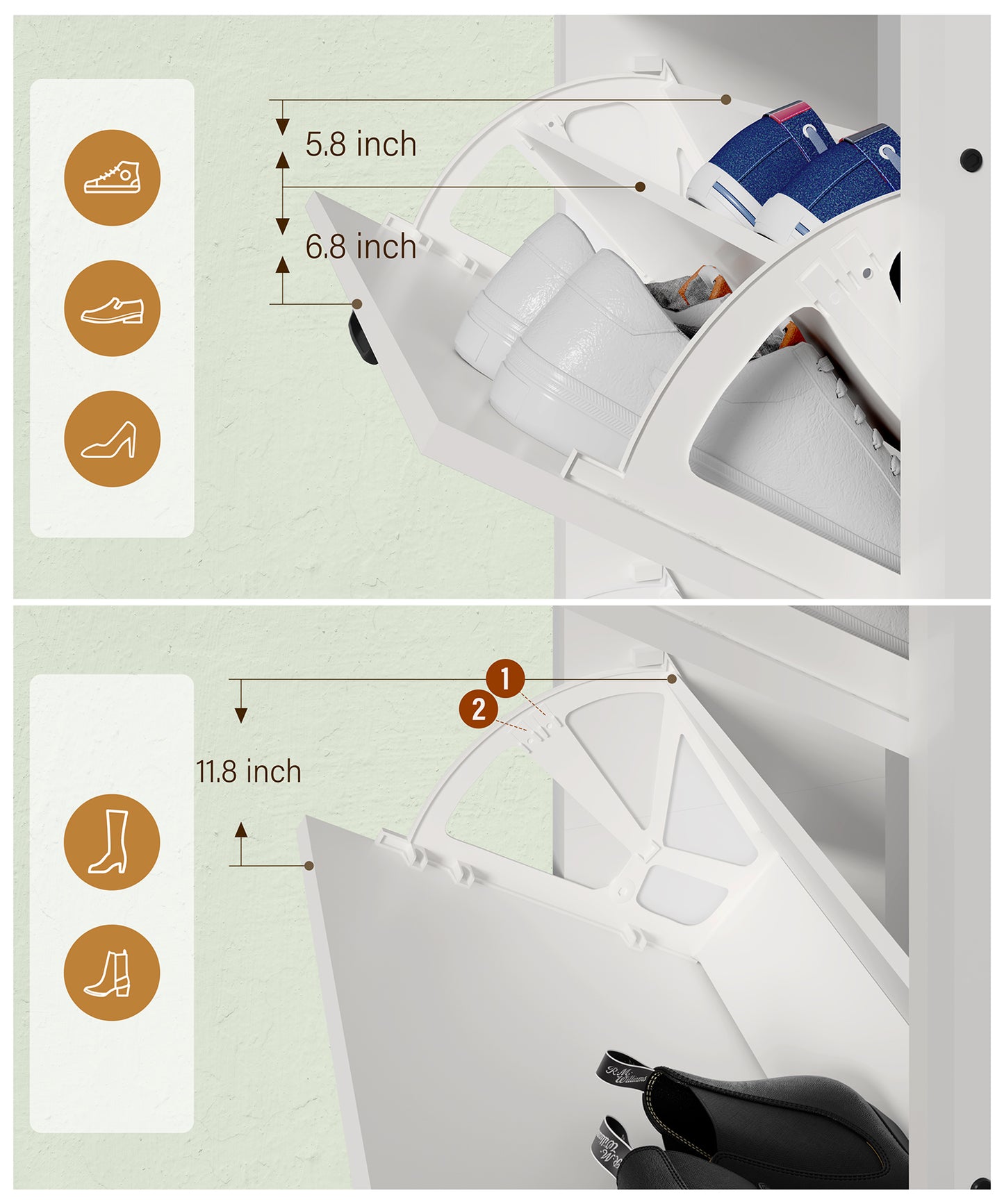 HAIOOU 3 Flip Drawers Shoe Cabinet