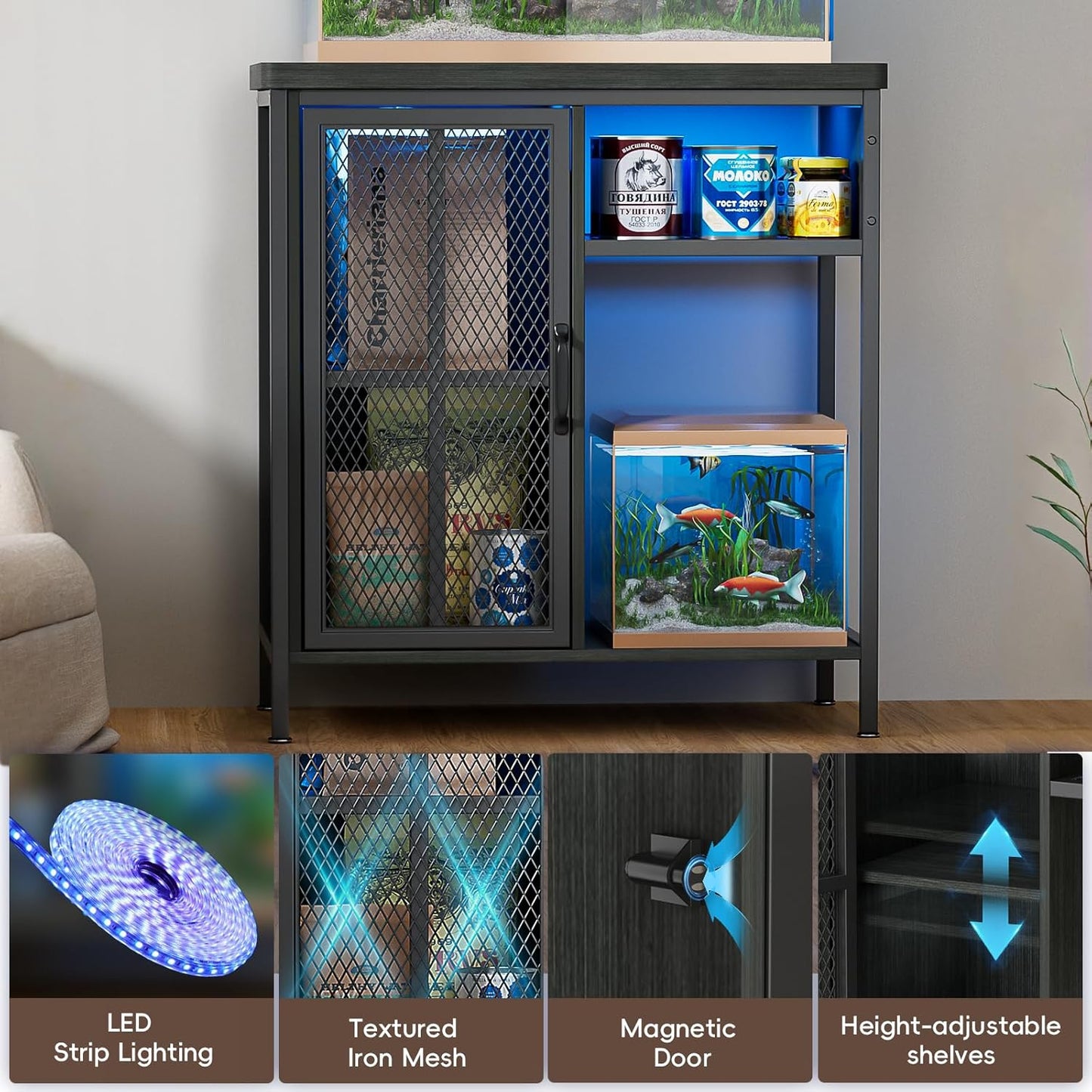 HAIOOU 10-29 Gallon Fish Tank Stand Black