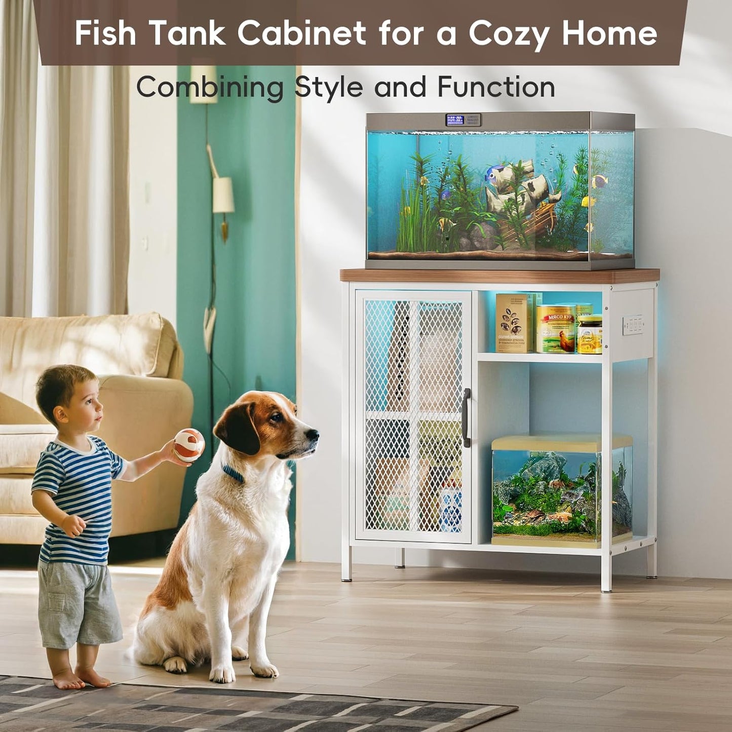 HAIOOU Fish Tank Cabinet Stand White Small