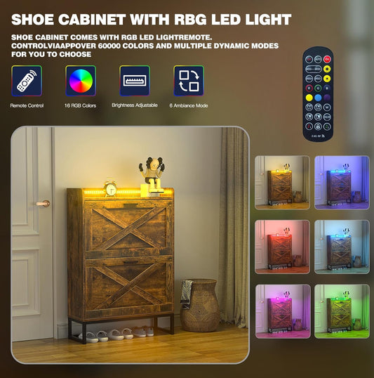 HAIOOU 2 Drawer Industrial Shoe Organizer with Charging Station