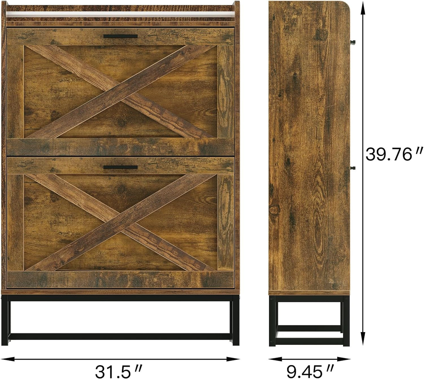 HAIOOU 2 Drawer Industrial Shoe Organizer with Charging Station