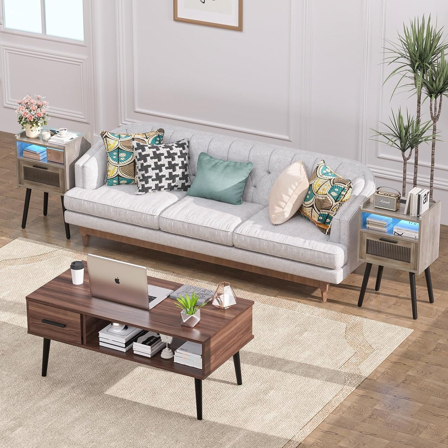 HAIOOU Nightstand with USB Ports and Power Outlets