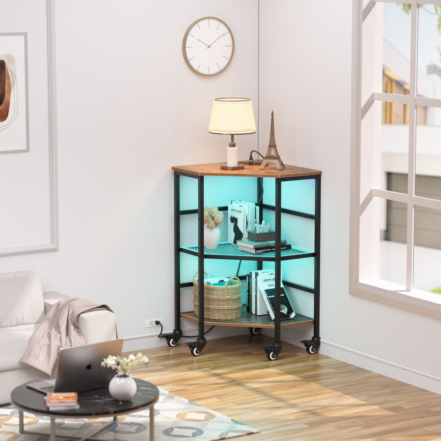 HAIOOU LED Corner Printer Stand Table