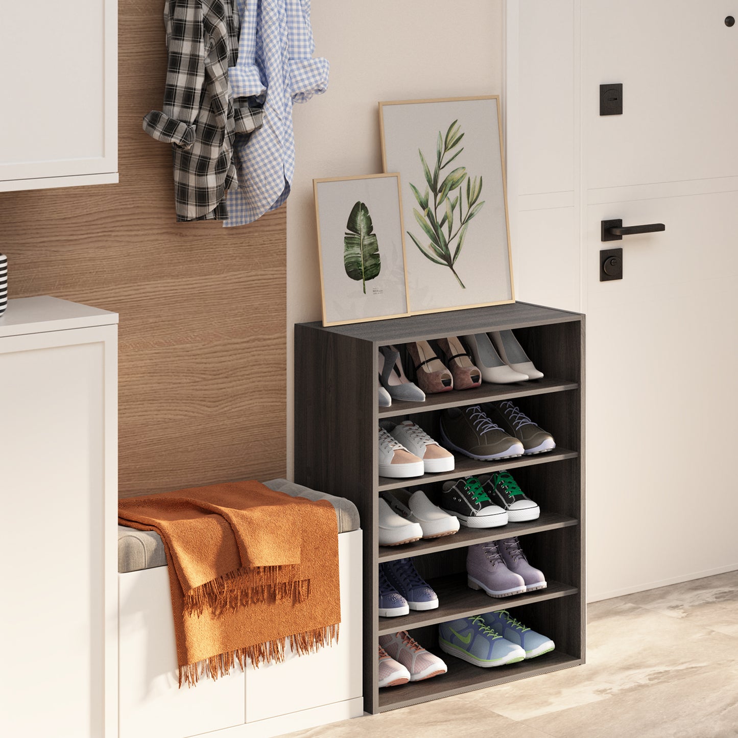 HAIOOU Shoe Rack, 5-Tier Stackable Wooden Shoes