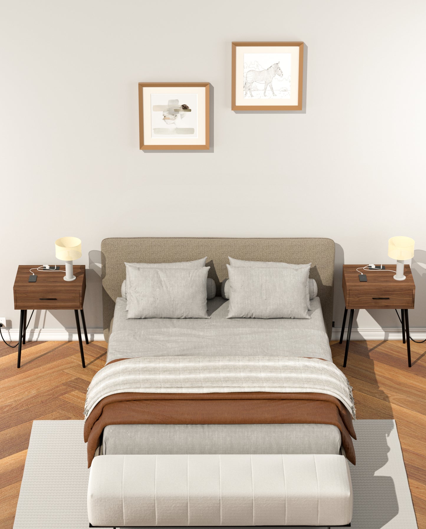 HAIOOU End Table with Charging Station, Modern One Drawer Nightstand Side Table