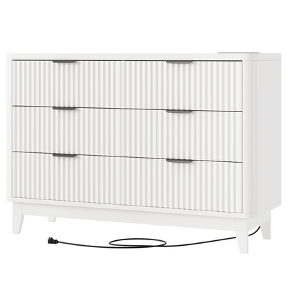 HAIOOU Fluted 6 Drawers Dresser for Bedroom,White