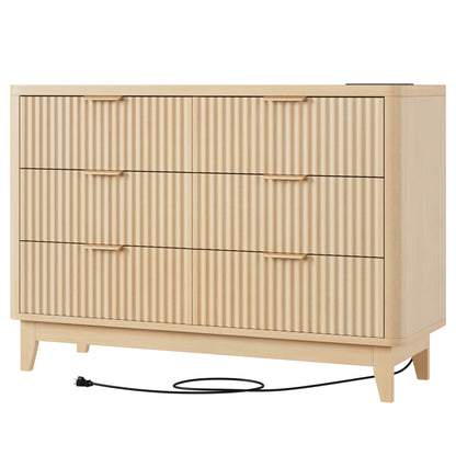 HAIOOU Fluted 6 Drawers Dresser for Bedroom