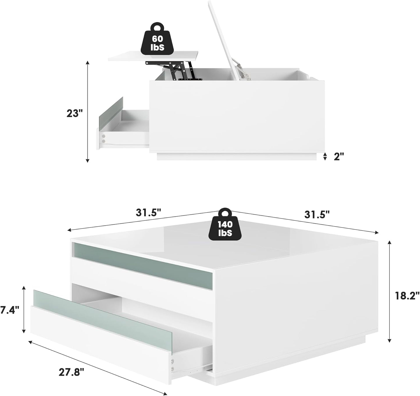 HAIOOU Personal Coffee Table White