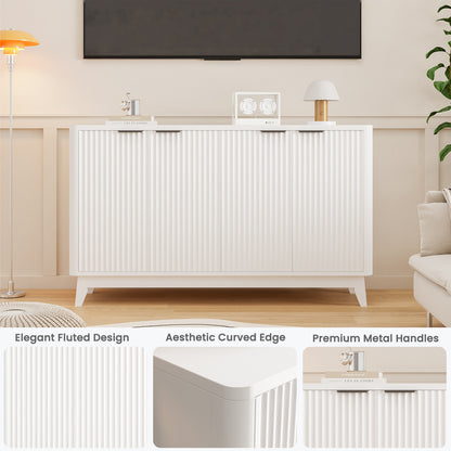 HAIOOU 57" Fluted Sideboard Buffet Cabinet White