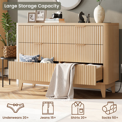 HAIOOU Fluted 6 Drawers Dresser for Bedroom