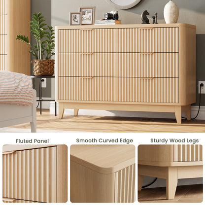 HAIOOU Fluted 6 Drawers Dresser for Bedroom