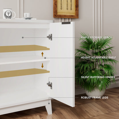 HAIOOU 57" Fluted Sideboard Buffet Cabinet White