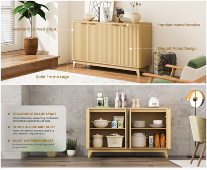 HAIOOU 57" Fluted Sideboard Buffet Cabinet