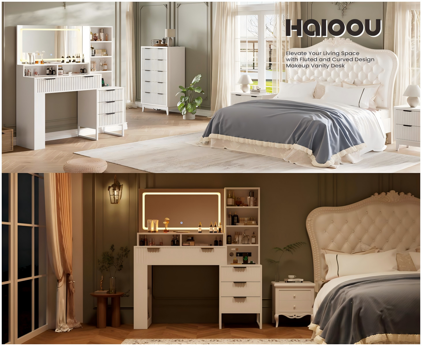 HAIOOU Fluted Vanity Desk