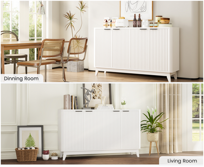 HAIOOU 57" Fluted Sideboard Buffet Cabinet White
