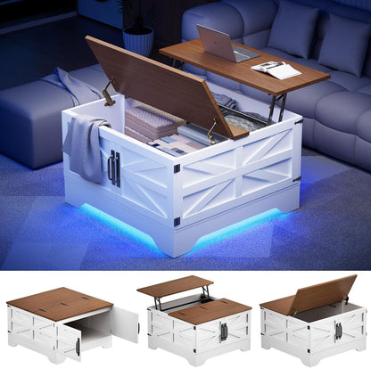 HAIOOU Farmhouse Coffee Table with Storage