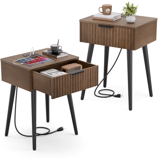 HAIOOU Set of 2 Curved Profile End Table Modern Side Table