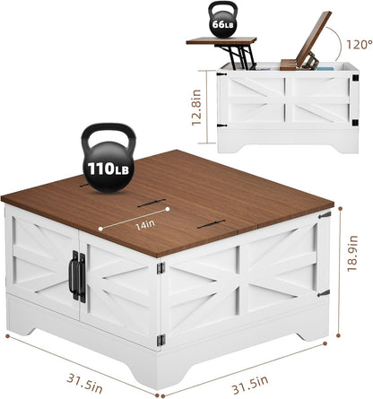 HAIOOU Farmhouse Coffee Table with Storage