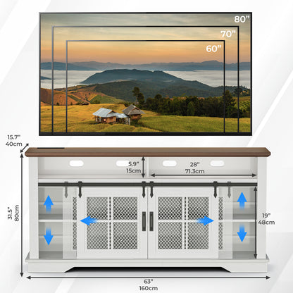 HAIOOU Farmhouse TV Stand for TVs up to 70" with LED Light & Power Outlets
