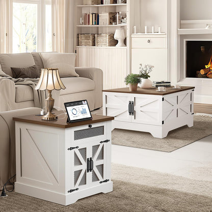 HAIOOU Farmhouse End Table with Drawer