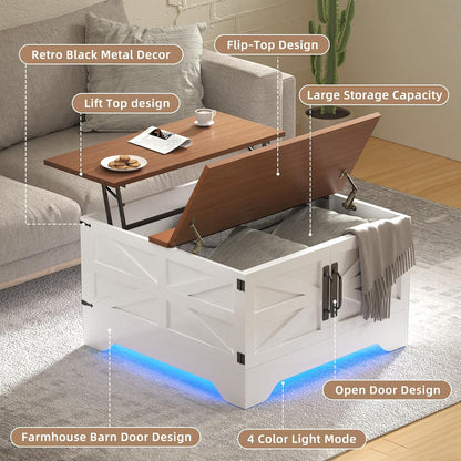 HAIOOU Farmhouse Coffee Table with Storage