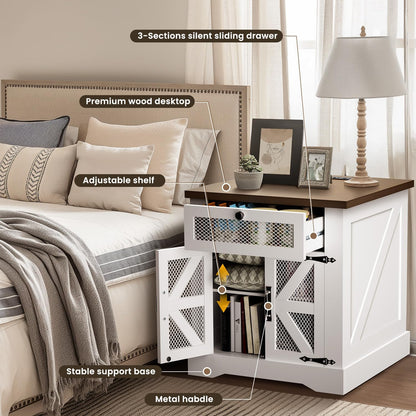 HAIOOU Farmhouse End Table with Drawer