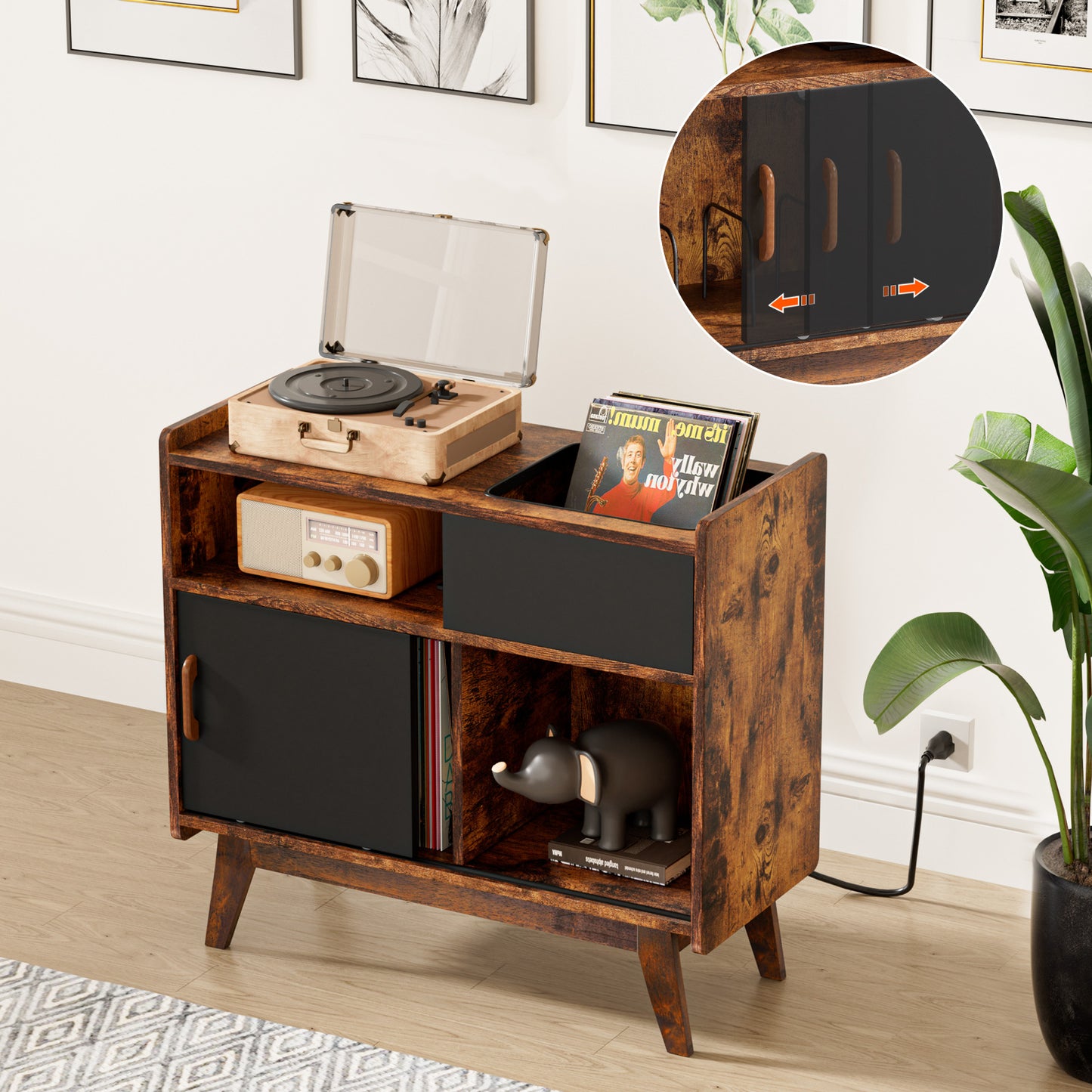 HAIOOU Record Player Stand with LED Lights