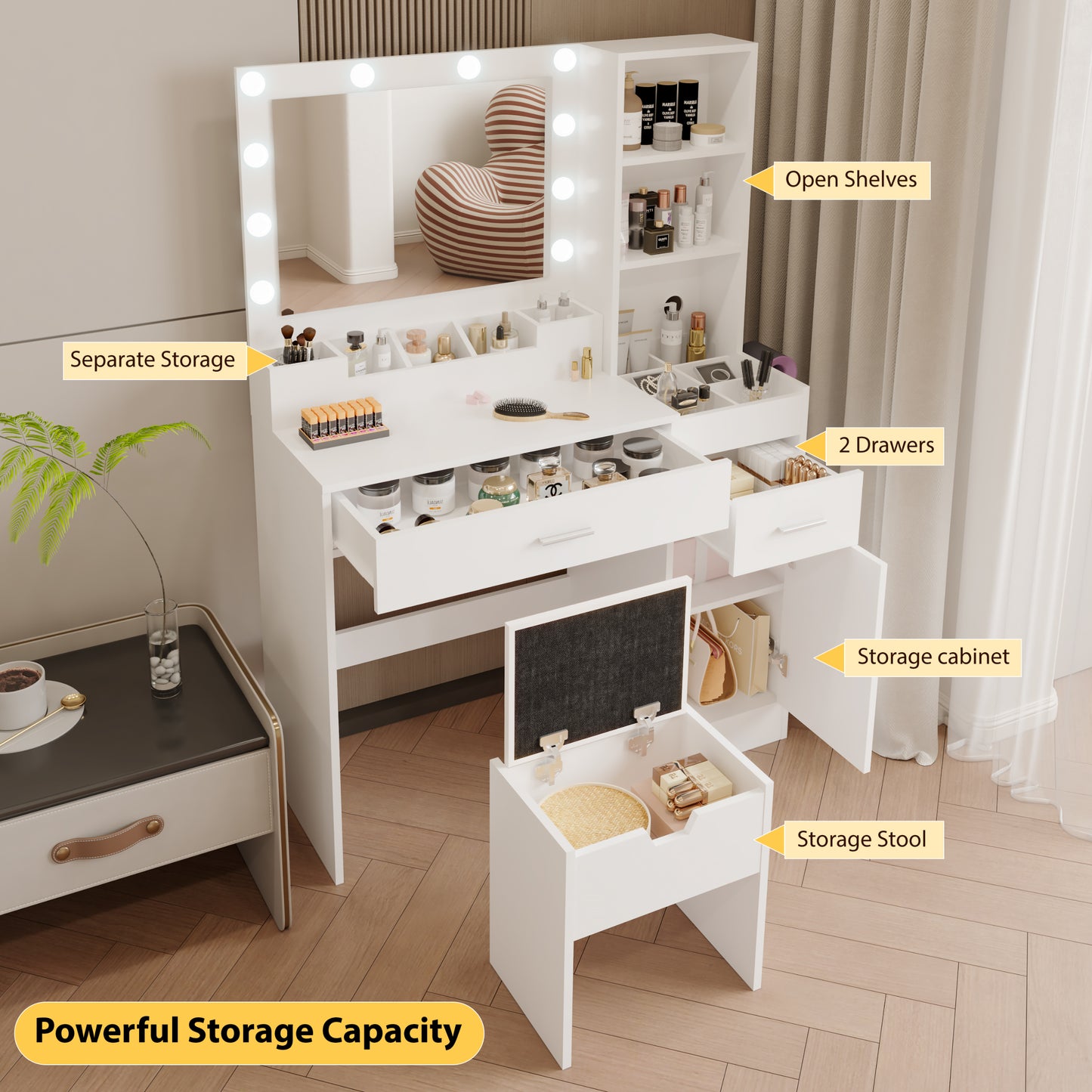 HAIOOU Vanity Desk Set with Charging Station