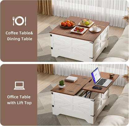 HAIOOU Farmhouse Coffee Table with Storage