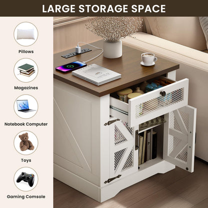 HAIOOU Farmhouse End Table with Drawer