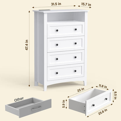 HAIOOU 4 Drawer Dresser with Charging Station