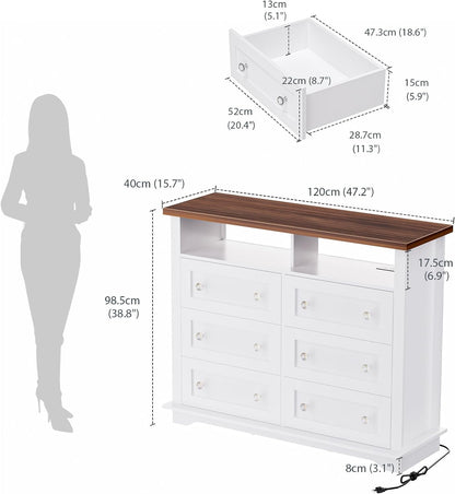HAIOOU 6 Drawer Dresser with 2 Shelves