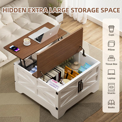 HAIOOU Farmhouse Coffee Table with Storage