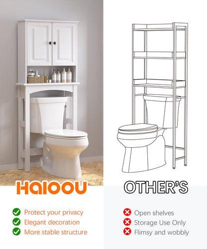 HAIOOU Double Door Bathroom Essentials Storage Organizer Space-Saving Toilet Rack