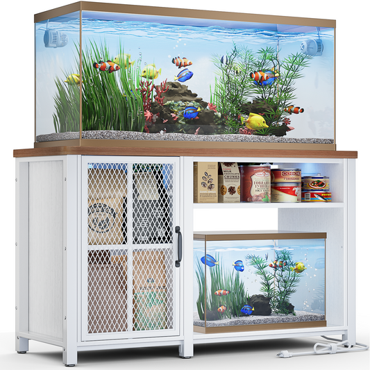 HAIOOU 55-75 Gallon Aquarium Stand with Power Outlets White