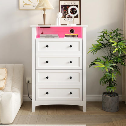 HAIOOU 4 Drawer Dresser with Charging Station
