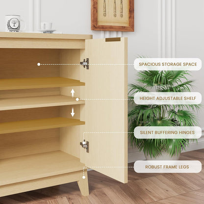 HAIOOU 57" Fluted Sideboard Buffet Cabinet White