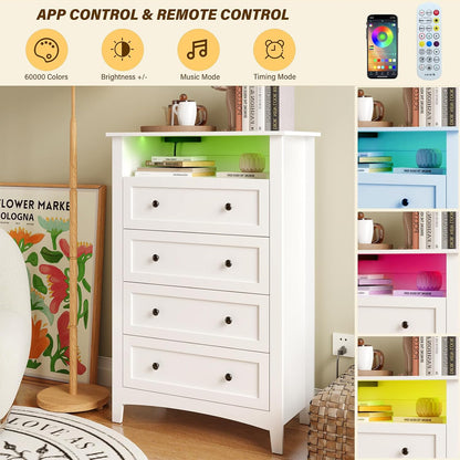 HAIOOU 4 Drawer Dresser with Charging Station