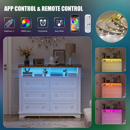 HAIOOU 6 Drawer Dresser with 2 Shelves