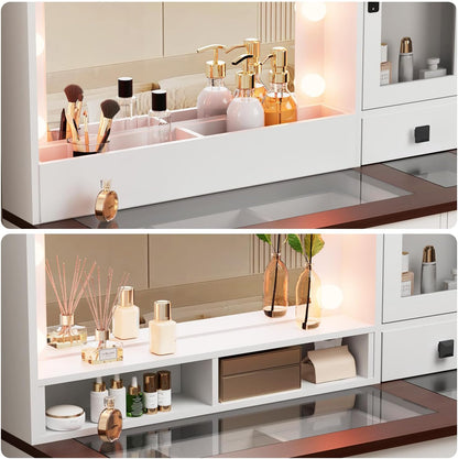 HAIOOU Farmhouse Makeup Vanity Table with Power Outlet