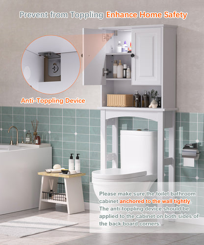 HAIOOU Double Door Bathroom Essentials Storage Organizer Space-Saving Toilet Rack