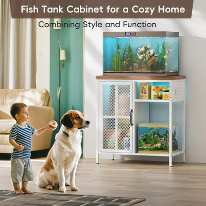 HAIOOU Fish Tank Cabinet Stand White Small