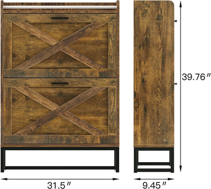 HAIOOU 2 Drawer Industrial Shoe Organizer with Charging Station