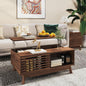 HAIOOU Lift Top Coffee Table, Mid Century Modern Slatted Coffee Table with Storage - Walnut Brown
